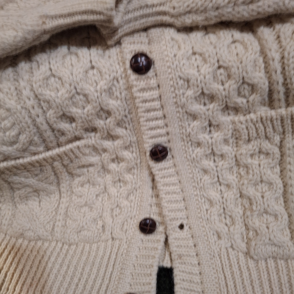 Men's Beige Cable Knit Cardigan